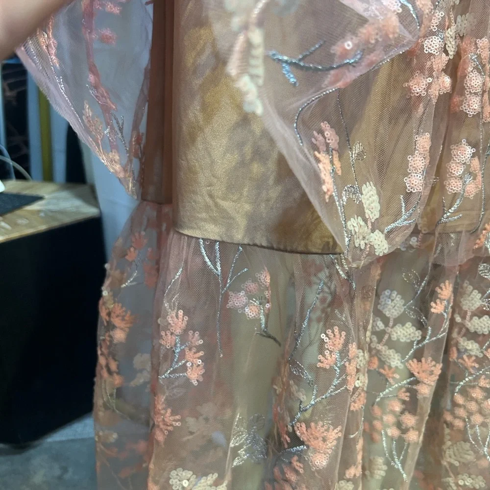 Self-Portrait Pink Floral Midi Dress - Picture 5 of 12